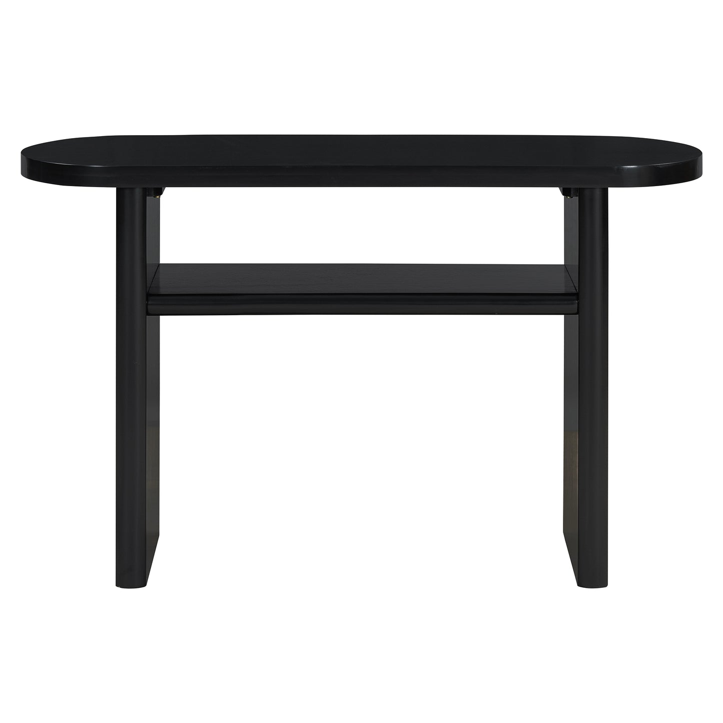 TREXM Elegant Minimalist Console Table with Rounded Edges and Sturdy Shelf Design for Entryway, Living Room(Black)