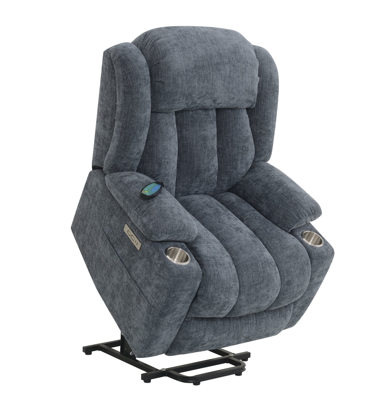 Blue Power Lift Recliner with Heating and Massage