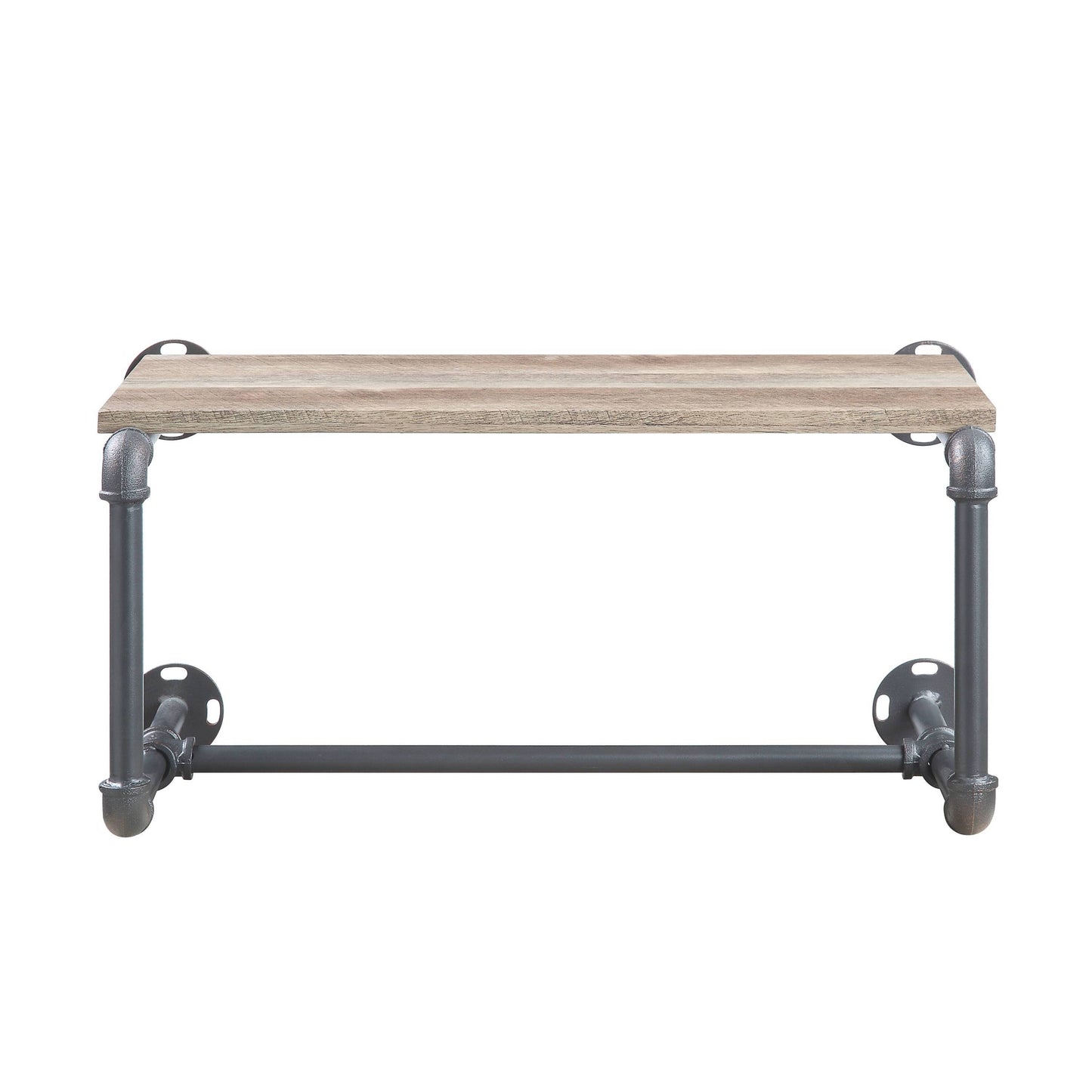 Mankato Oak and Sandy Grey Wall Rack with Shelf