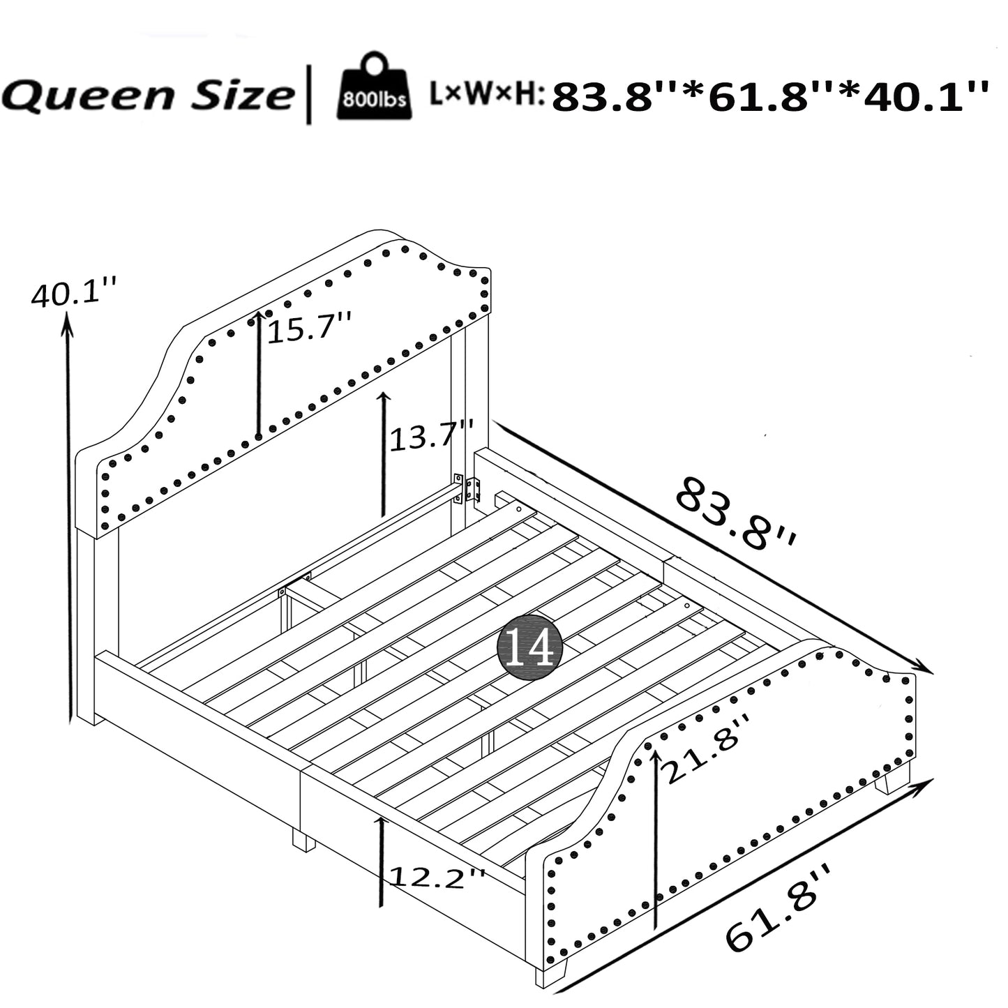 Upholstered Linen Queen Bed Frame, Platform Bed with Curved Shape Headboard and Footboard, Metal Frame with Wood Slat Support, Headboard Height Adjustable, No Box Spring Needed,  Chocolate