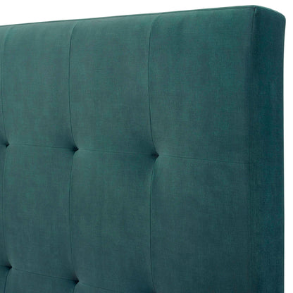 Queen Size Green Velvet Tufted Upholstered Platform Bed