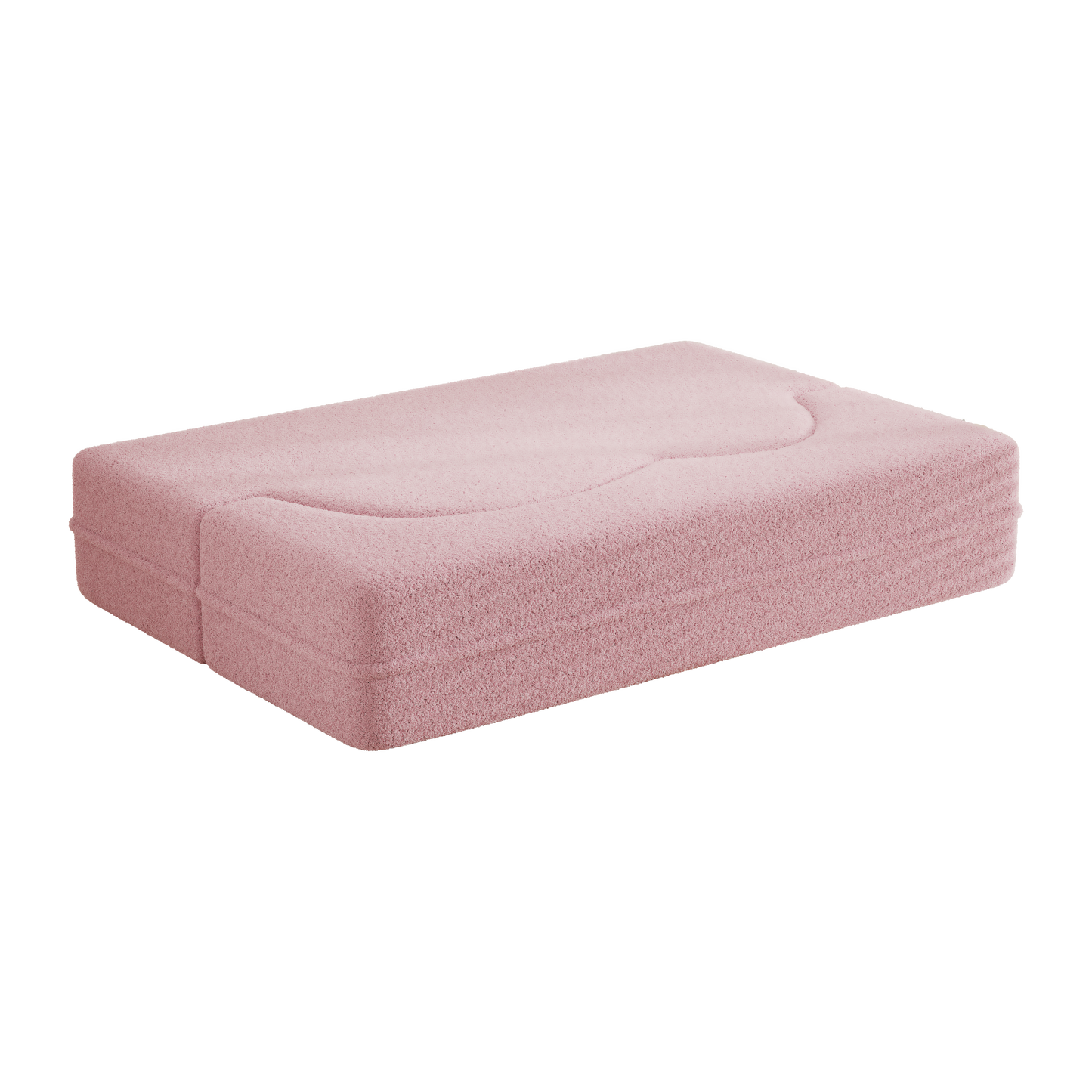 Modern Floor Sofa with 2 Pillows,Convertible Teddy Fabric Foam-Filled Sleeper Sofa Bed,15" Full Size Folding Mattress for Living Room,Guest Bed,Playroom,no assembly required,Pink(Old Sku:W1885P190391