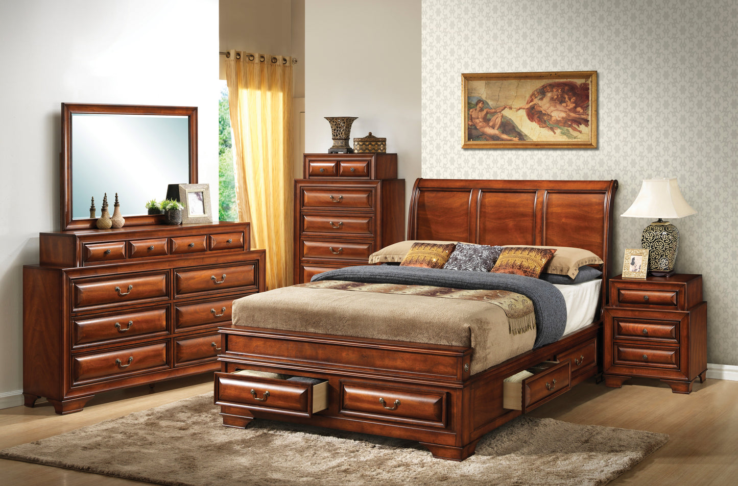 Elegant Oak Full Storage Bed With Style