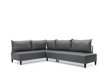 Inferno Metal Frame Vynil Upholstered Sectional For Living Room