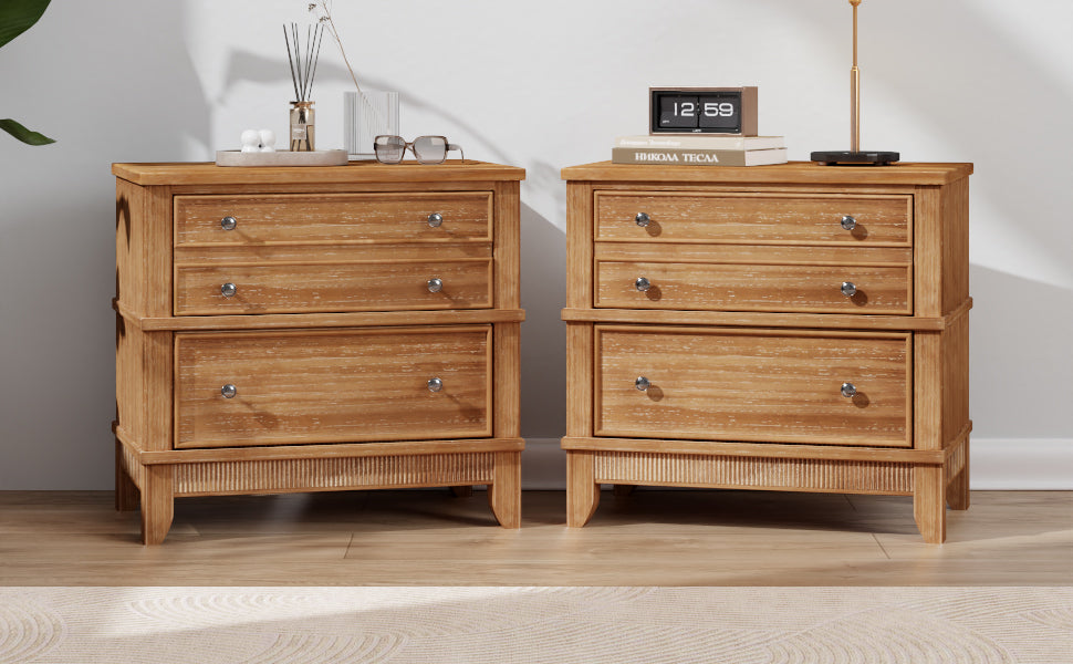 Hazel 3-Drawer Hazel 3-Drawer Side Table for Living Room, Hallway, Entryway, Set of Two (Old SKU:BS315640AAD)