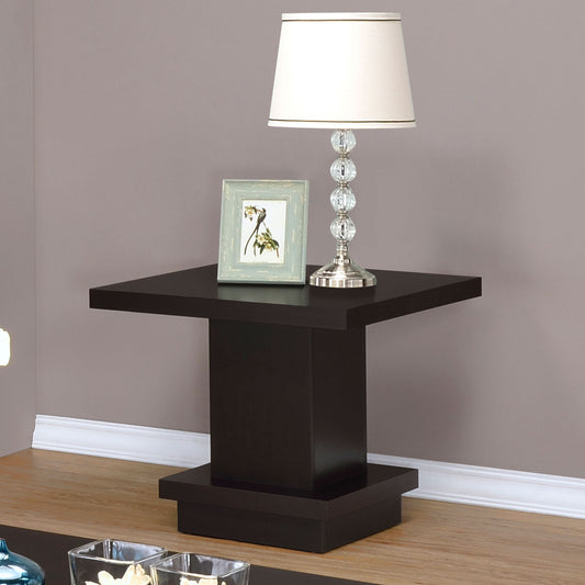 Mbala Cappuccino Square Pedestal End Table