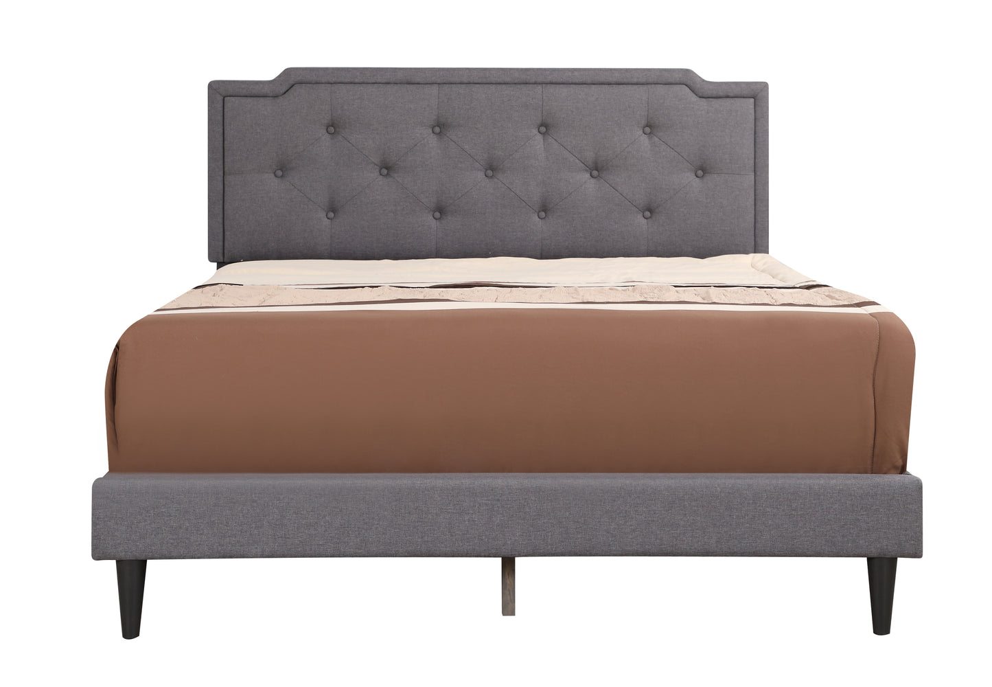 Stylish Casual Gray Queen Bed For Comfort