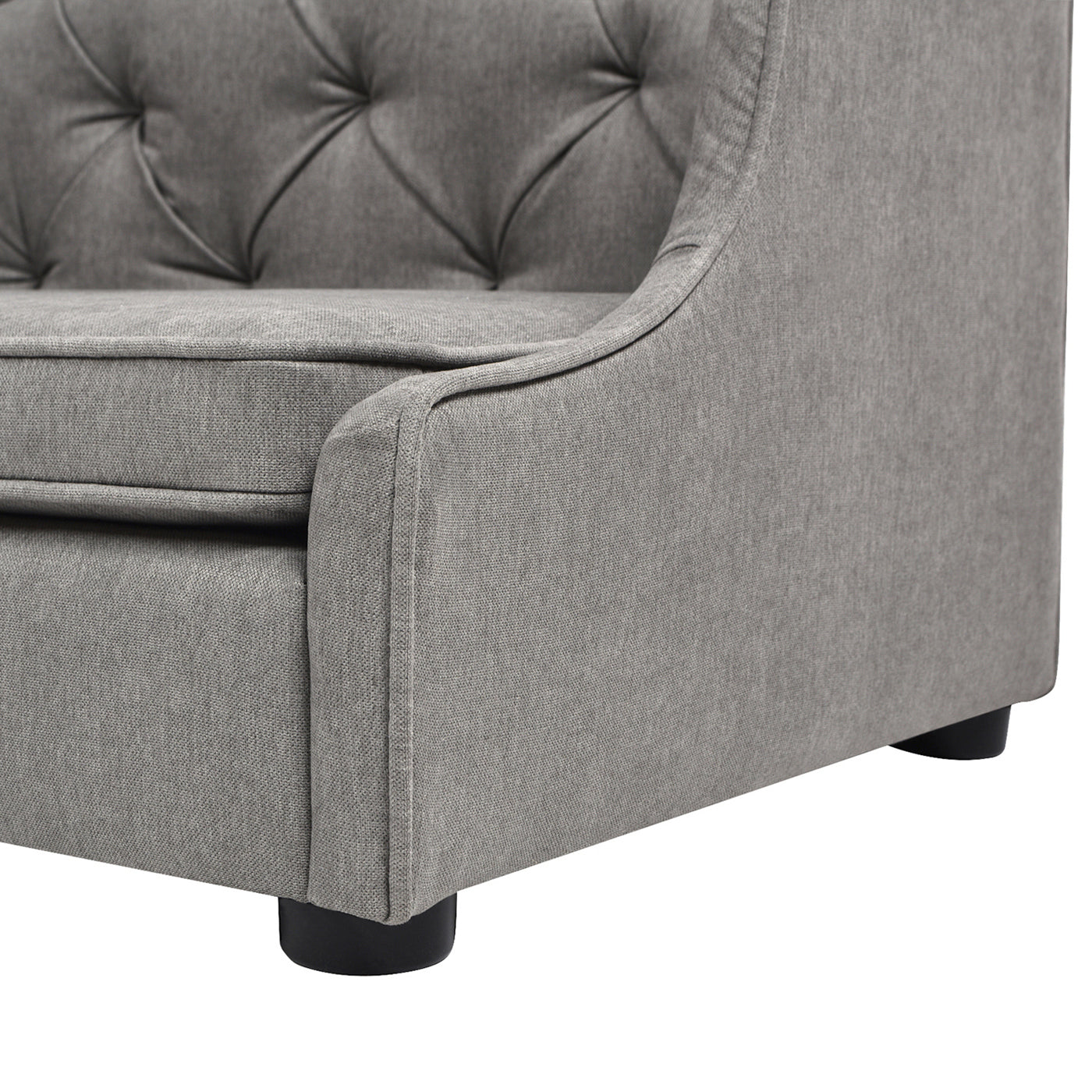 Robin 35" Tufted Wingback Pet Sofa Bed, Medium, Uptown Gray Stain Resistant High Performance Polyester