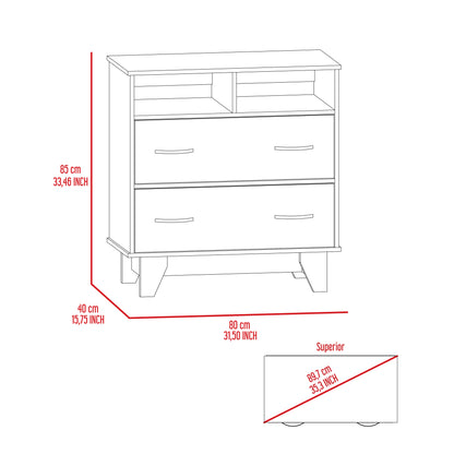 Double Drawer Dresser Arabi, Bedroom, Light Gray / White