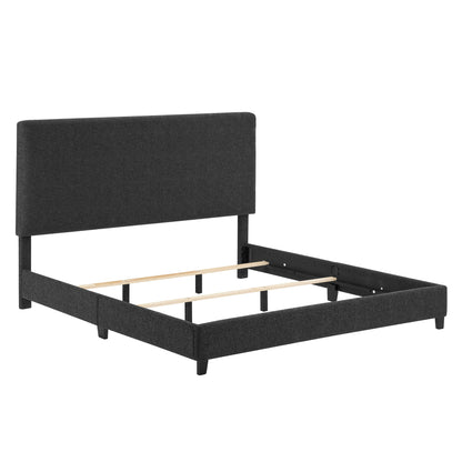 King Size Charcoal Grey Upholstered Platform Bed