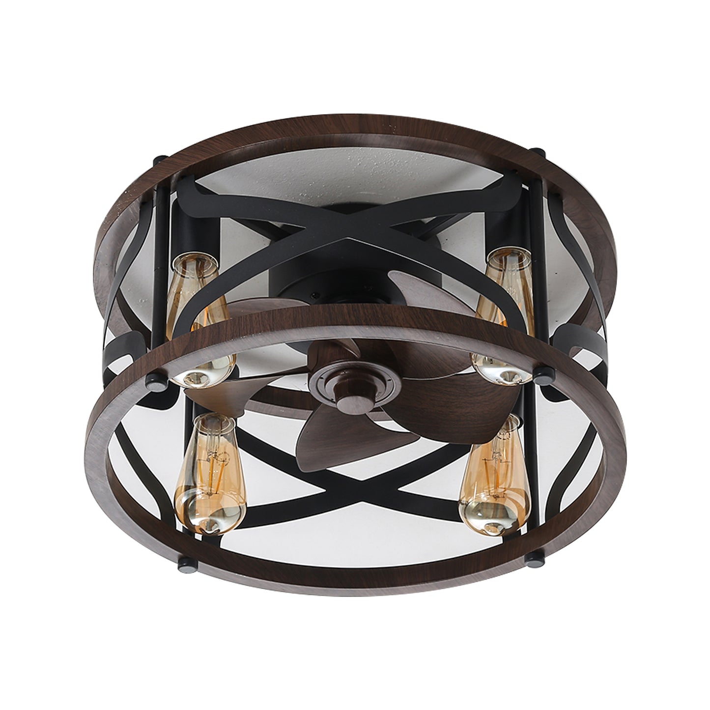 18inch Caged Ceiling Fan with Lights Remote Control for APP (Note:No warranty on bulbs)