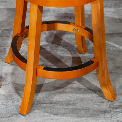 30" Bar Stool, Natural Finish, Charcoal Fabric Seat