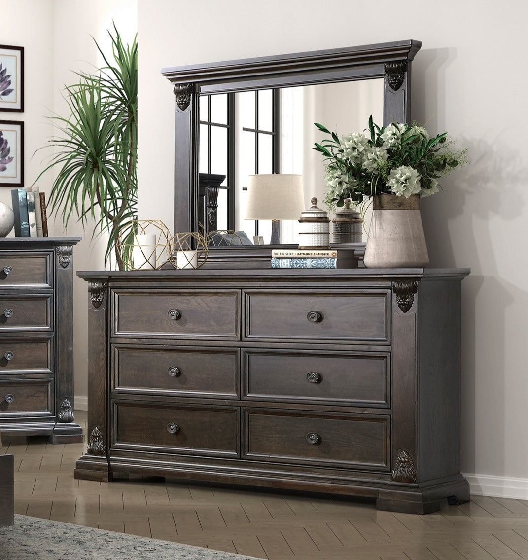 Elegant Design 6-Drawers Dresser Traditional Vintage Bedroom Furniture 1pc Espresso Finish