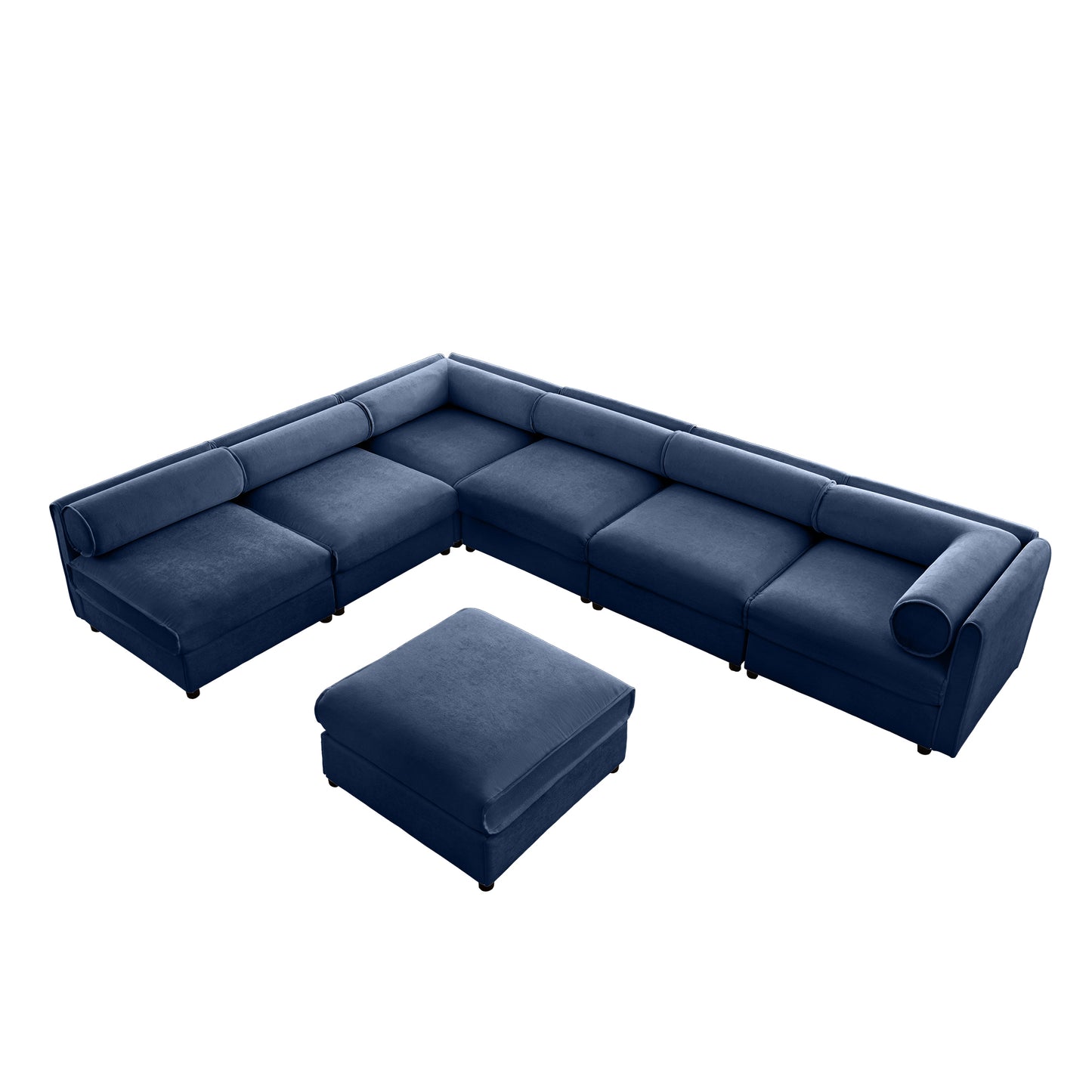 Contemporary Modular Sectional Sofa with Storage in Soft Blue Chenille Fabric