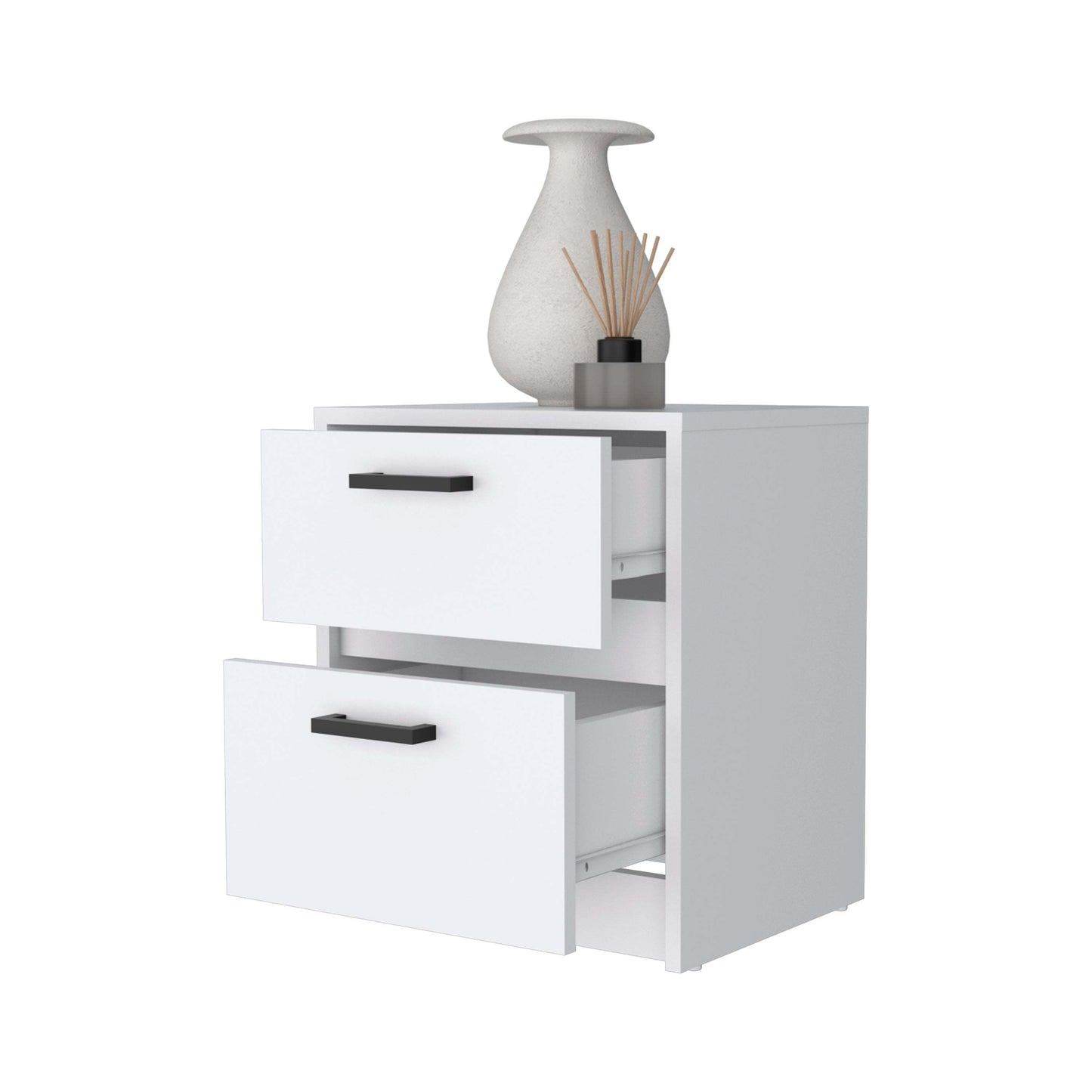 White 2-Drawer Nightstand