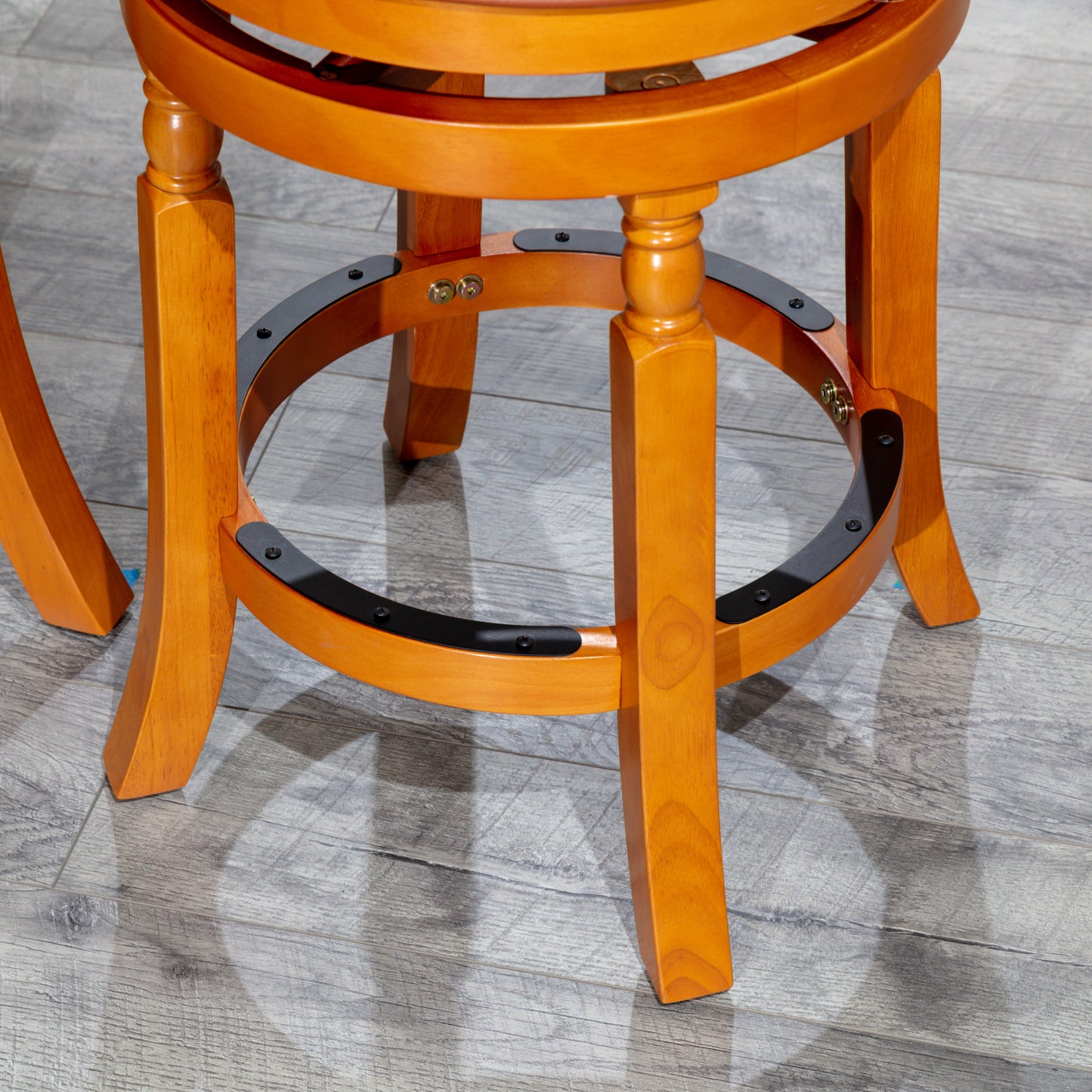 30" Bar Stool, Natural Finish, Saddle Leather Seat