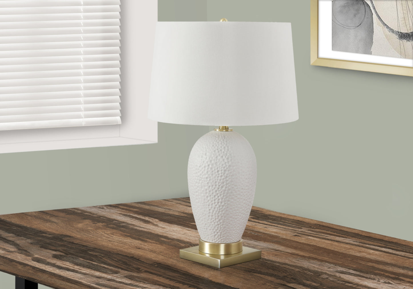 Lighting, 26"h, Table Lamp, White Ceramic, Ivory / Cream Shade, Transitional