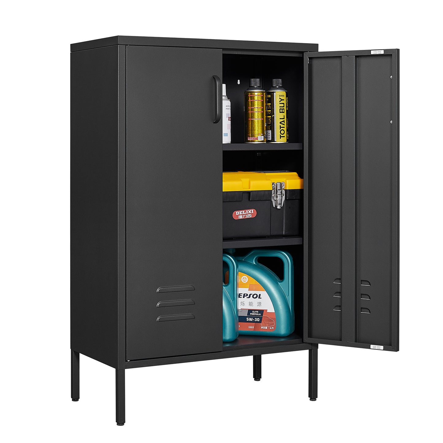 Suitable for steel storage cabinets in living rooms, kitchens, and bedrooms, 2 door miscellaneous storage cabinet, garage tool storage cabinet, and office file cabinet 2 movable partitions