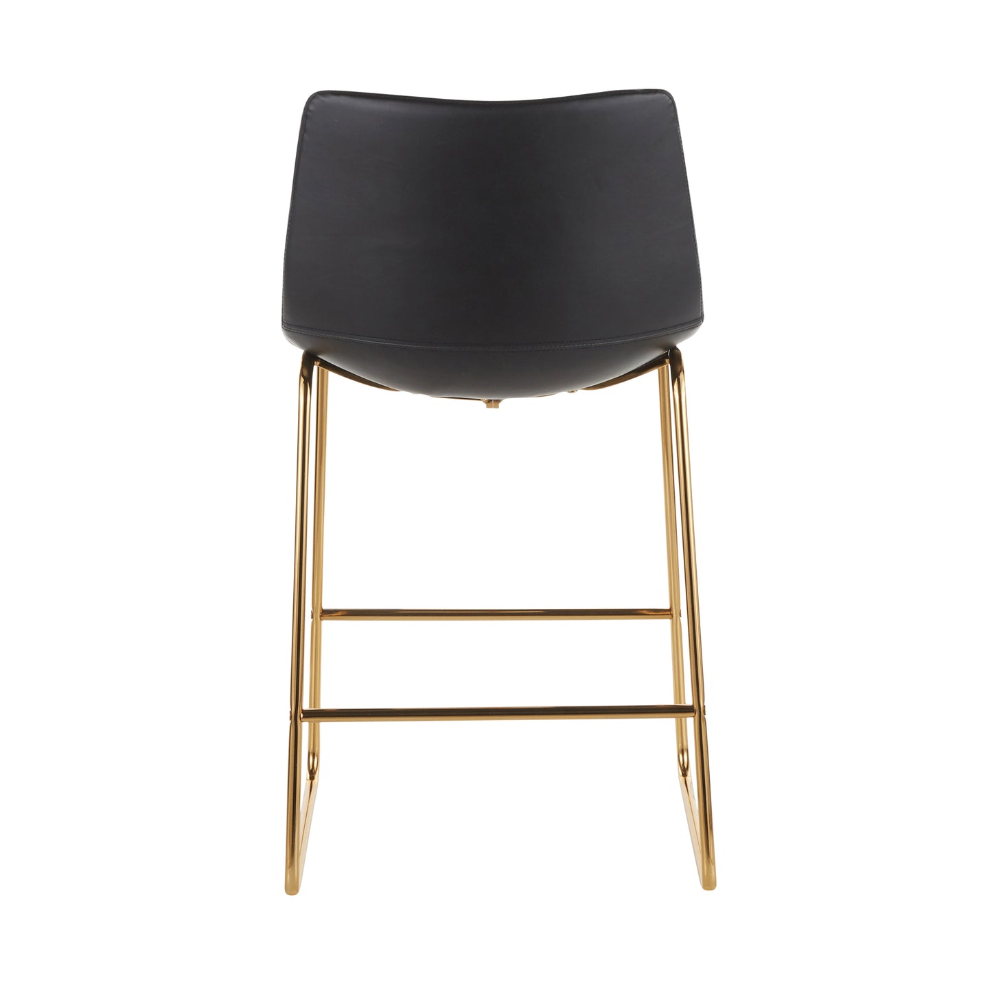 Duke Contemporary Counter Stool in Gold Metal and Black Faux Leather by LumiSource - Set of 2