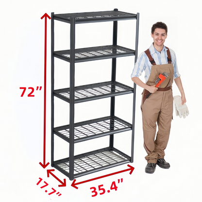 5 Tier Heavy Duty Metal Storage Shelves,Easy to Assemble,Adjustable,Storage Shelves for Basements, Garages and Kitchen, 72 "H*35.4 "W*17.7 "D