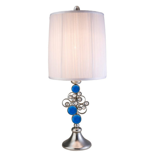 28' Tall Polyresin Table Lamp 'Just Dazzle' with Silver finish, White Shade
