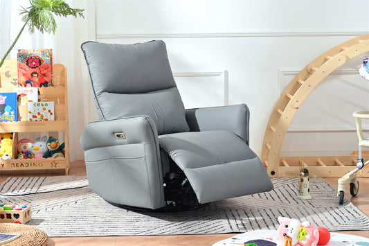 Power Swivel Rocker Recliner Chair for Adults, 270° Swivel Rocking Recliner Chair,Electric Small Recliners for Small Spaces, Single Sofa Recliner for Living Room, Bedroom,RV (Blue-gray+270° Swivel)