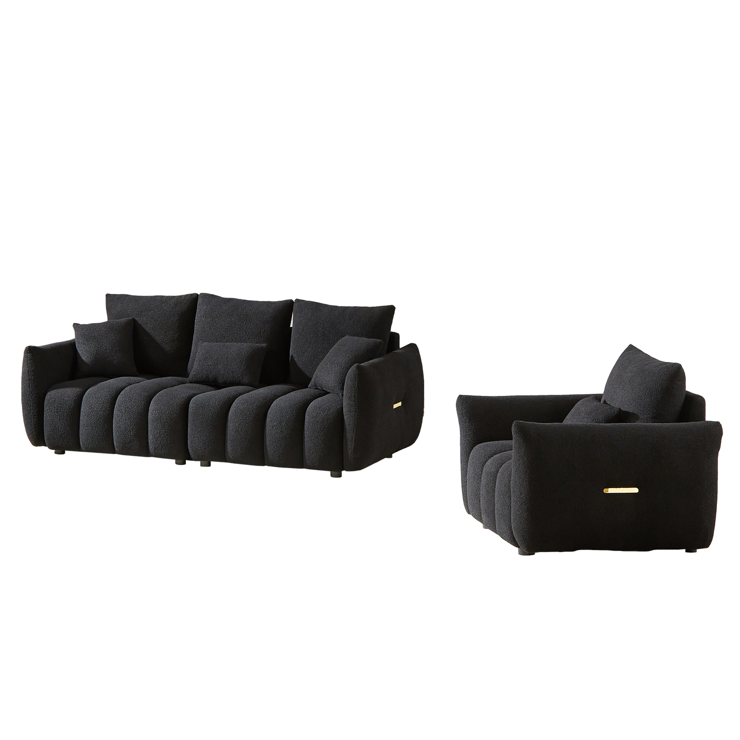 3 Seater + 1 Seater Combo Sofa Modern Living Room Sofa, Teddy Sofa, Wooden Frame, 4 Cushions, Apartment Sofa Furniture