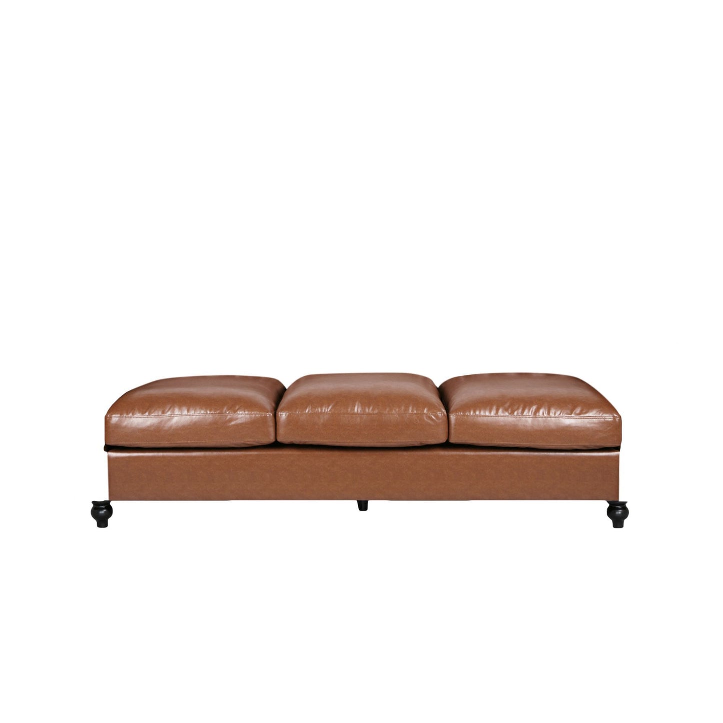 84.50'' Mid Century Cognac Brown 3-Seater Sofa, PU, Classic Retro Sofa with Rolled Arms – Modern, Elegant, and Comfortable Couch, Perfect for Living Room, Office, Bedroom, Primary Living Spaces