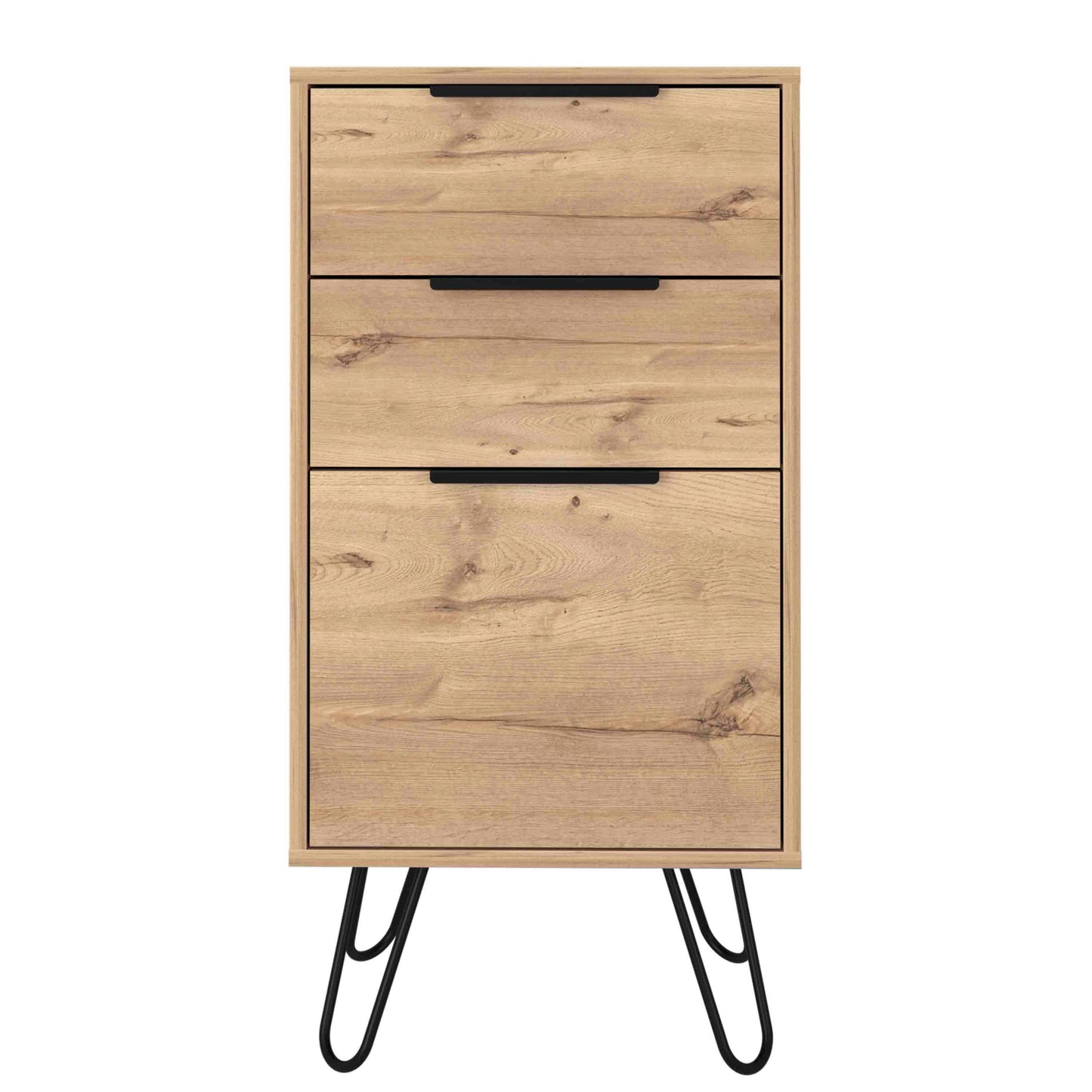 Augusta Light Dresser, Hairpin Legs, Superior Top,Three Drawers -Light Oak