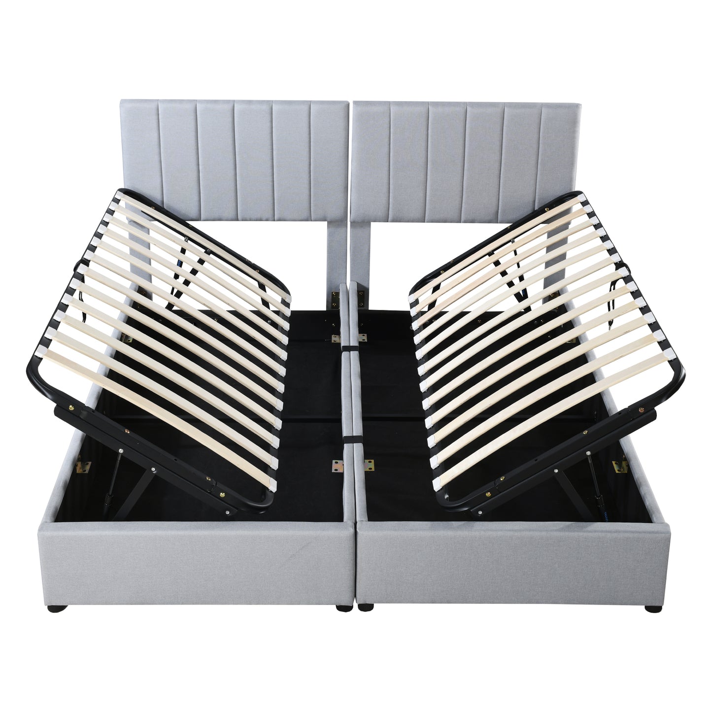 King Size Upholstered Platform Bed with a Hydraulic Storage System, Gray