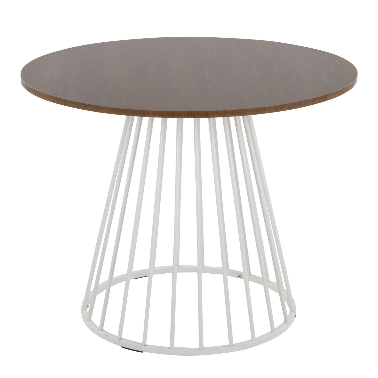 Canary Cosmo Contemporary Dining Table in White Metal and Walnut Wood by LumiSource