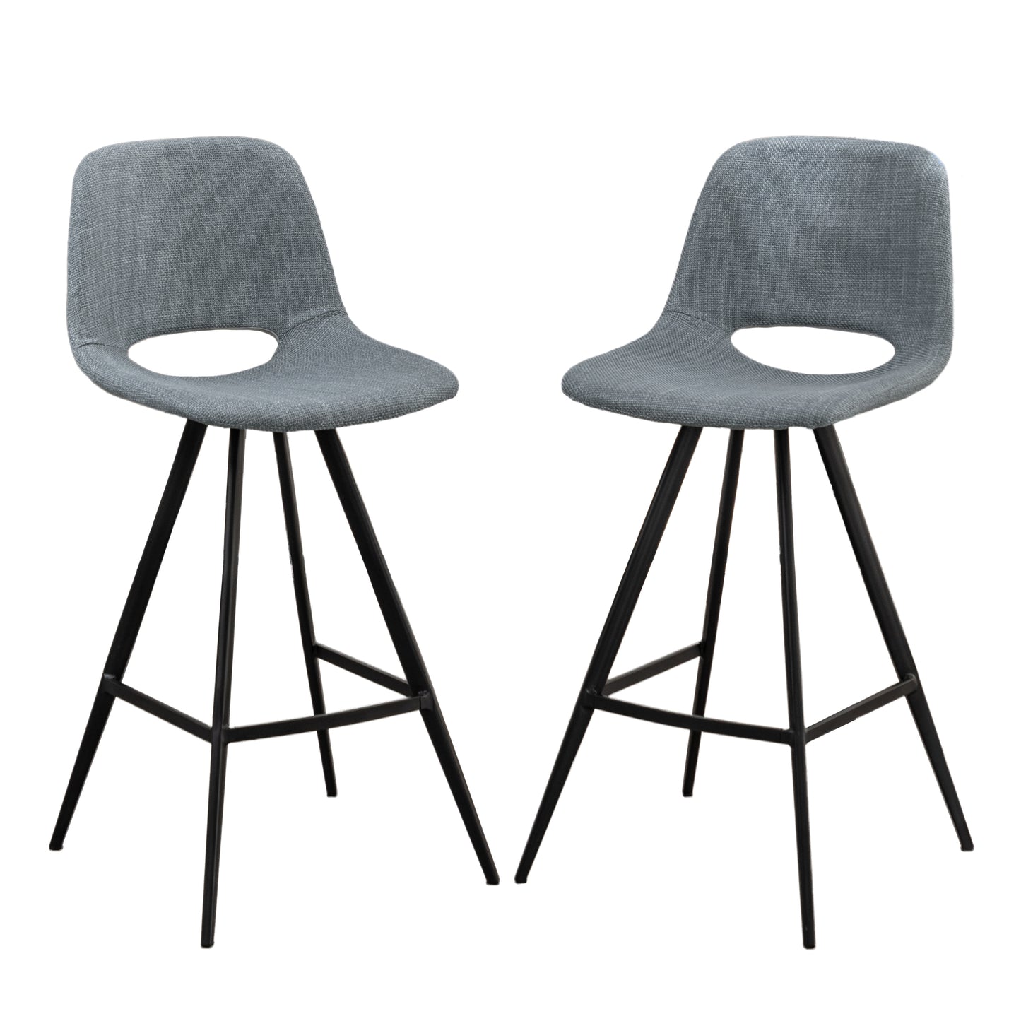 Porth Fabric Kitchen 28.25" Counter Height Stools, Set of 2, Gray