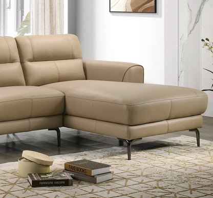 Top Grain Leather Taupe 2pc Sectional Set Right Facing Chaise Left Facing Sofa Living Room Furniture