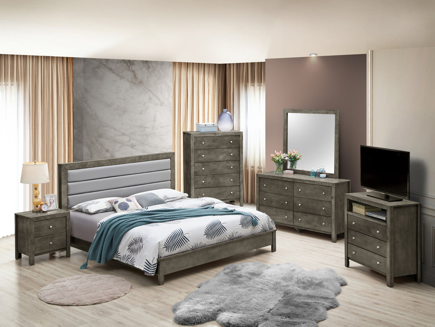 Stylish Gray Queen Bed With Robust Design