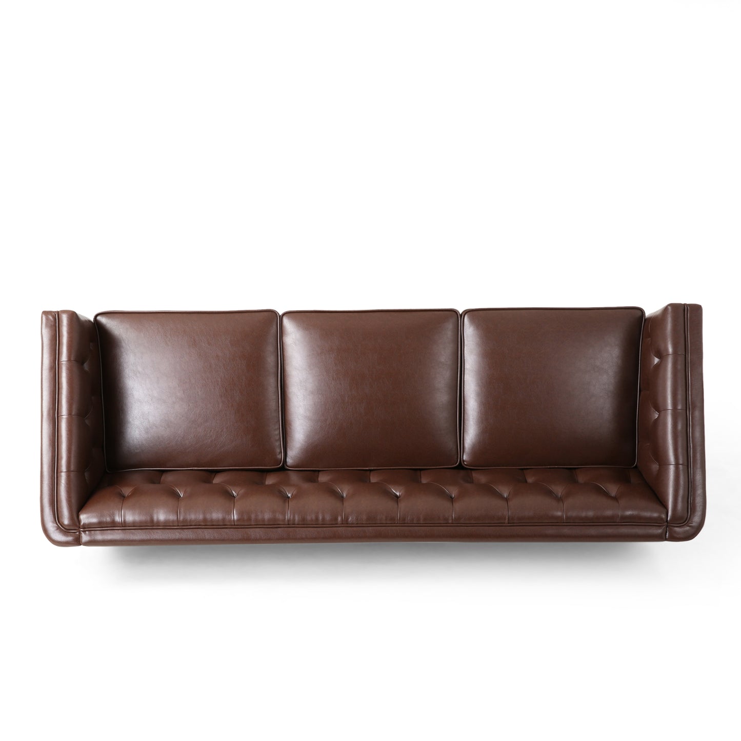 Mirod 81'' PU Sofa,Tufted Back,Solid Wood legs,Living Room and Study