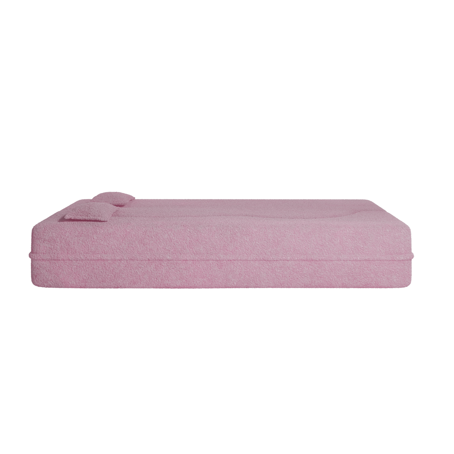 Modern Floor Sofa with 2 Pillows,Convertible Teddy Fabric Foam-Filled Sleeper Sofa Bed,15" Full Size Folding Mattress for Living Room,Guest Bed,Playroom,no assembly required,Pink(Old Sku:W1885P190391