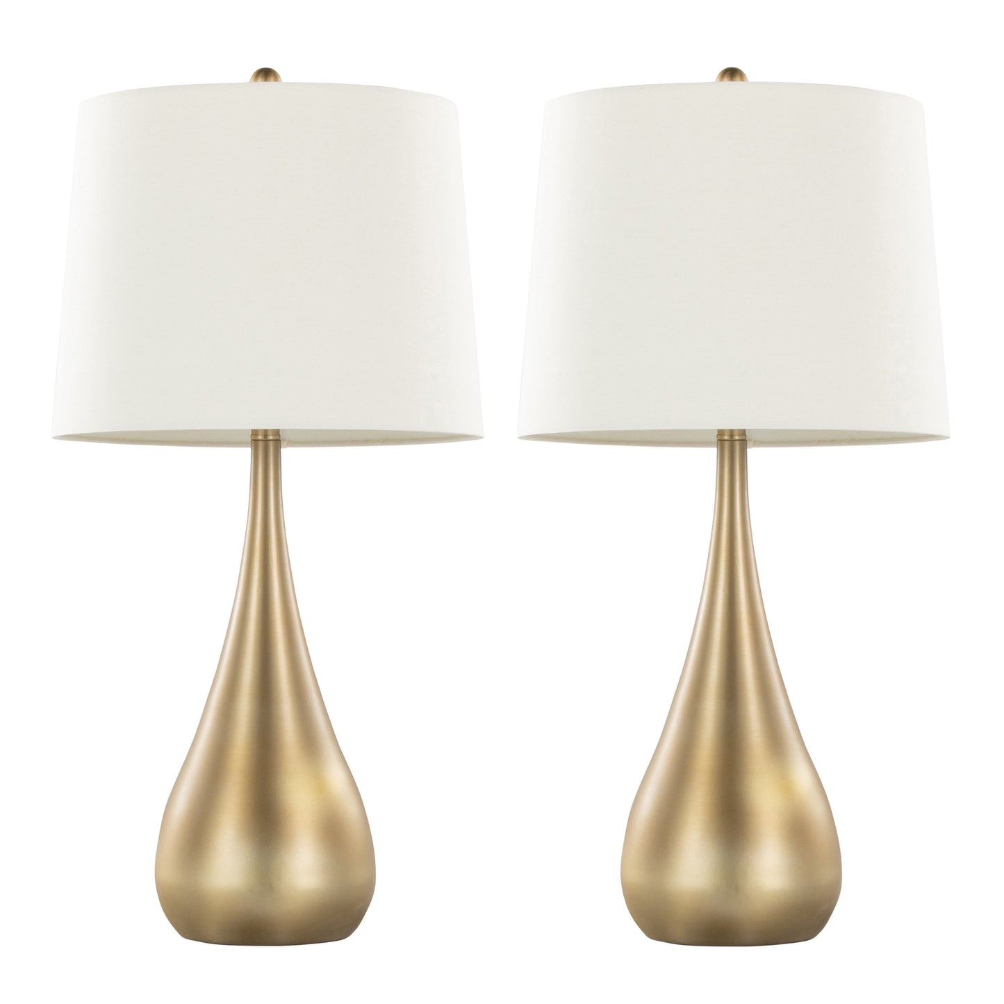 Pebble 29" Contemporary Metal Table Lamp in Gold Metal with White Linen Shade from Grandview Gallery by LumiSource - Set of 2