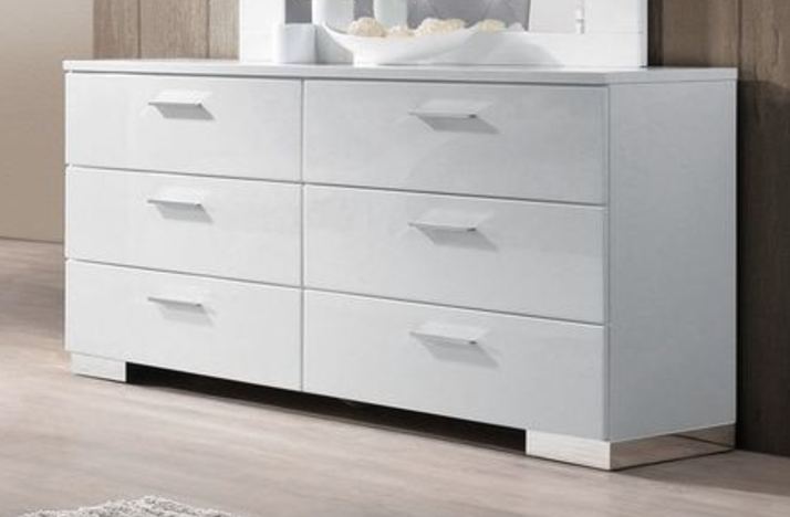 Lorimar White & Chrome Leg Finish Dresser