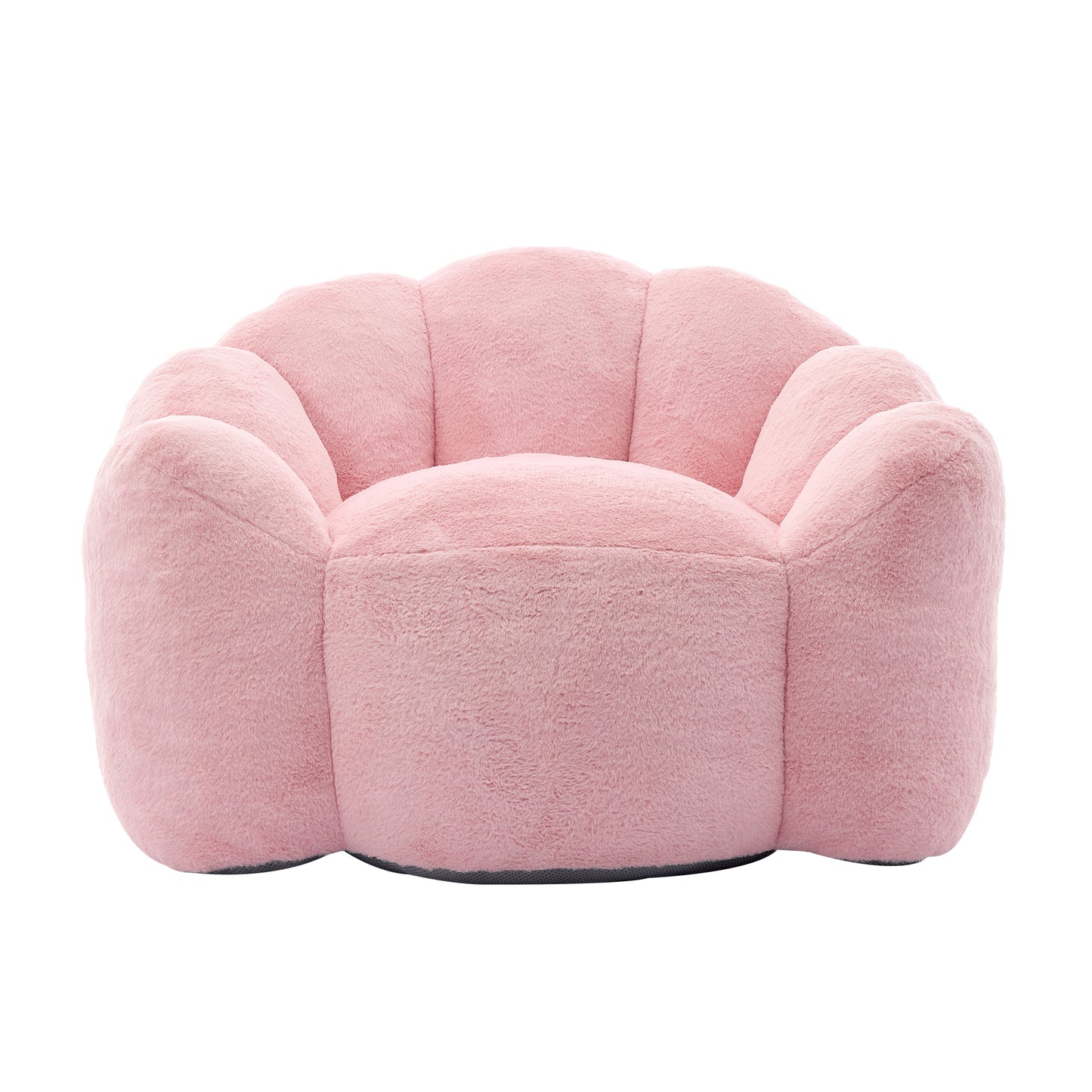 Lotus Style Compression Sofa Adult Bean Bag with Pull Ring in Pink Plush, 43.7 x 39.76 x 26.77 inches, No Installation Required