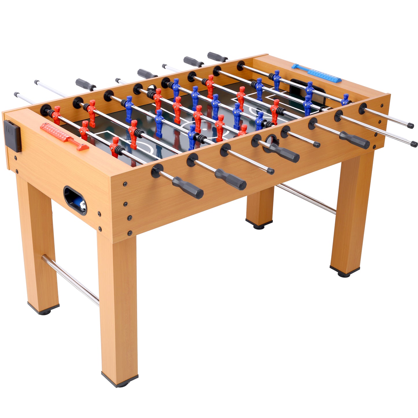 54-Inch Hurricane Foosball Table for Family Game Rooms with Light Cherry Finish, Analog Scoring and Free Accessories brown