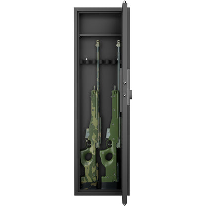 53" Fingerprint Touch Panel In-Wall Safe,Hidden Wall Gun Safe for Rifles with Adjustable Shelves,Assembled Storage Multifunctional Wall Safe for Firearm and Valuables (Black-Fingerprint)