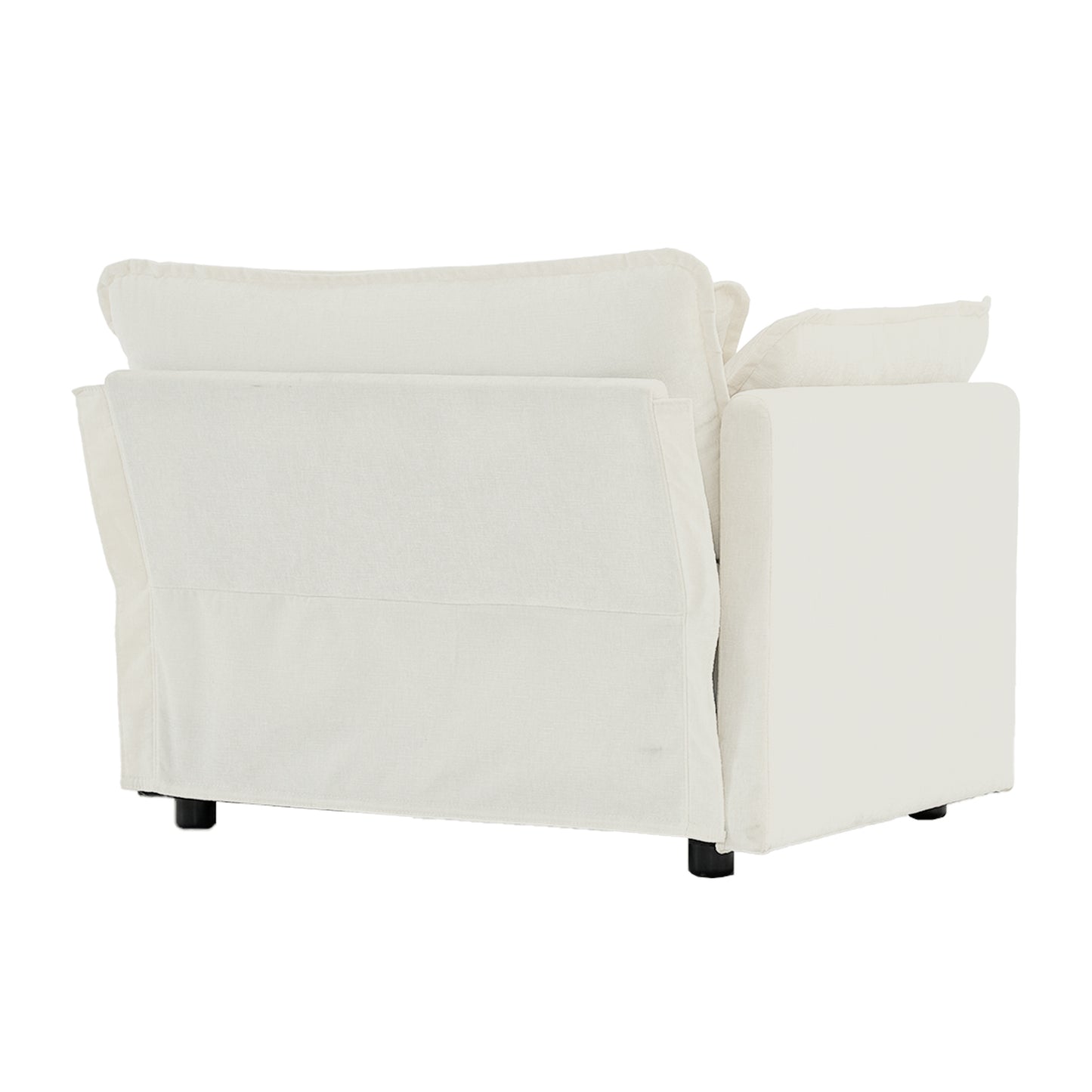 Comfy Deep Chair Upholstered Reading Armchair Living Room Chair White Chenille Fabric , 1 Toss Pillow