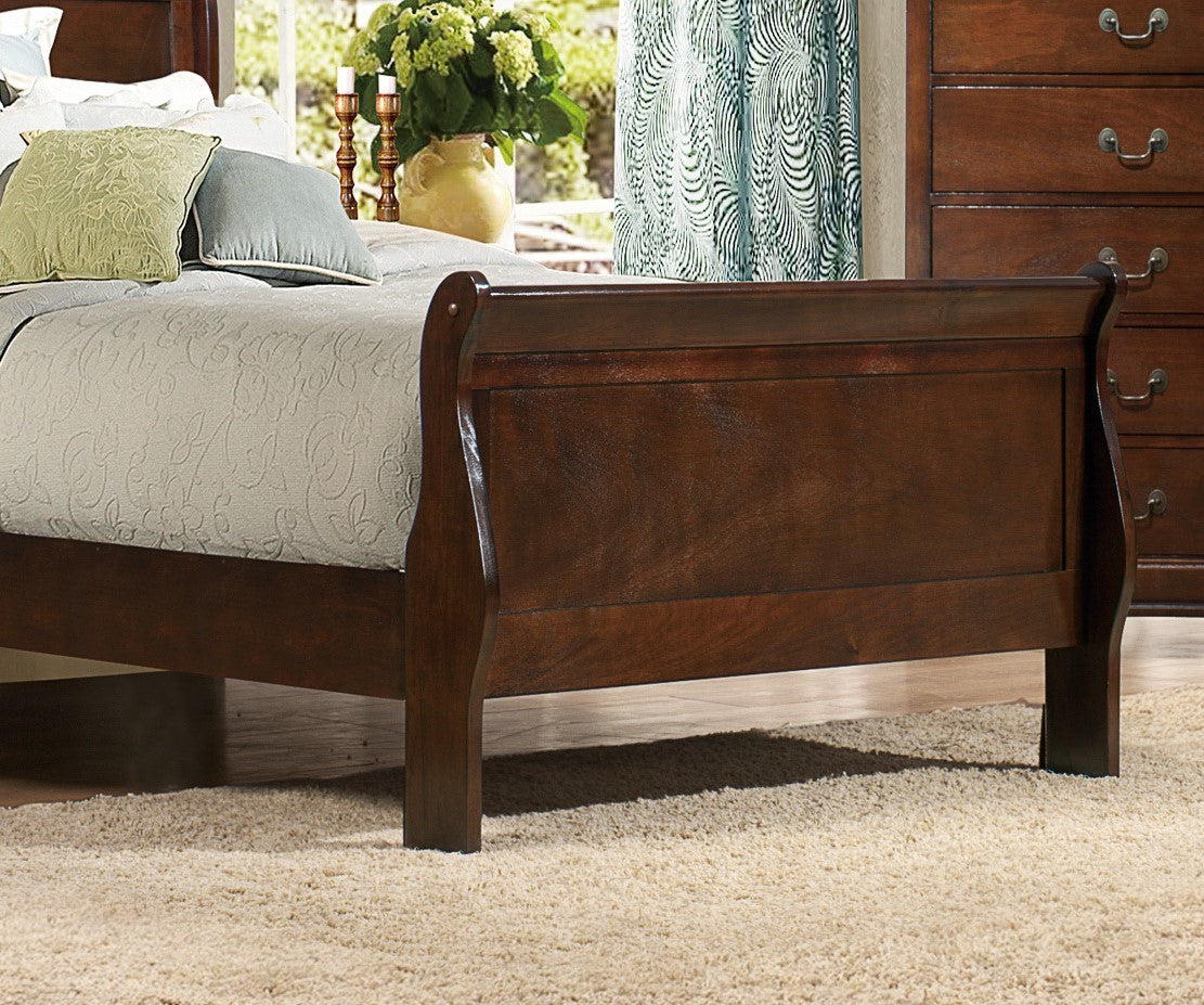 Classic Louis Philipe Style Twin Size Bed Brown Cherry Finish 1pc Traditional Design Bedroom Furniture Sleigh Bed