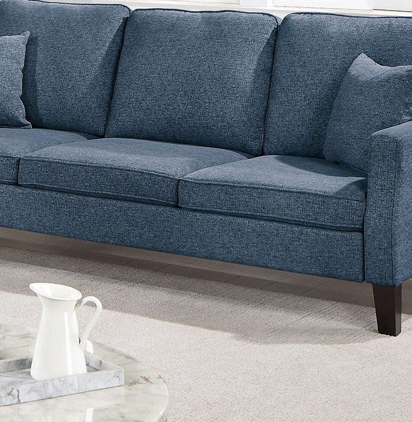 2pc Sofa Set Sofa And Loveseat Living Room Furniture Navy Blended Chenille Cushion Couch w Pillows