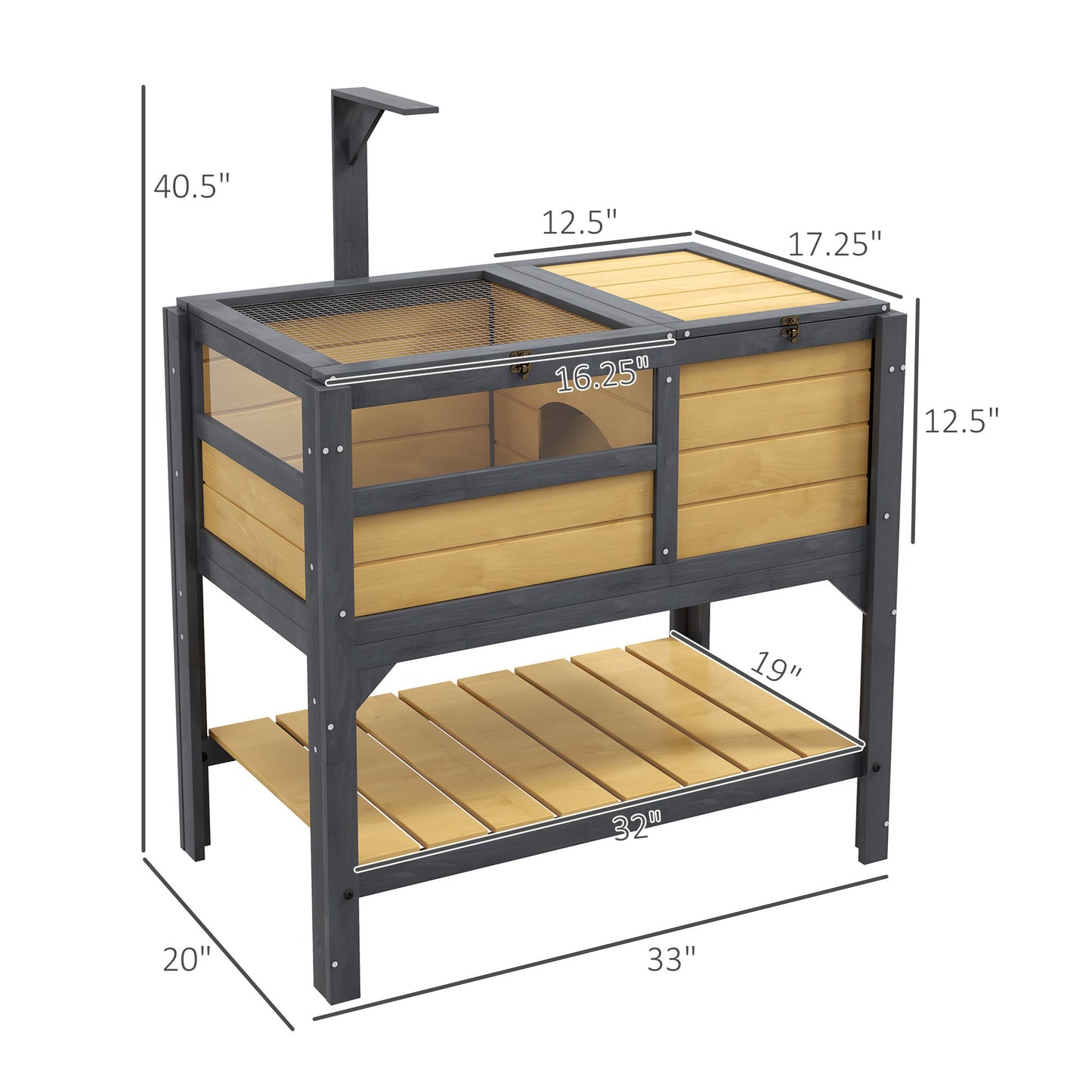 PawHut Tortoise Habitat with Shelf Storage, Tortoise Enclosure with Weather Protection, Tortoise Gift Accessory, Reptile Enclosure with Tray, Light Support Frame, Yellow