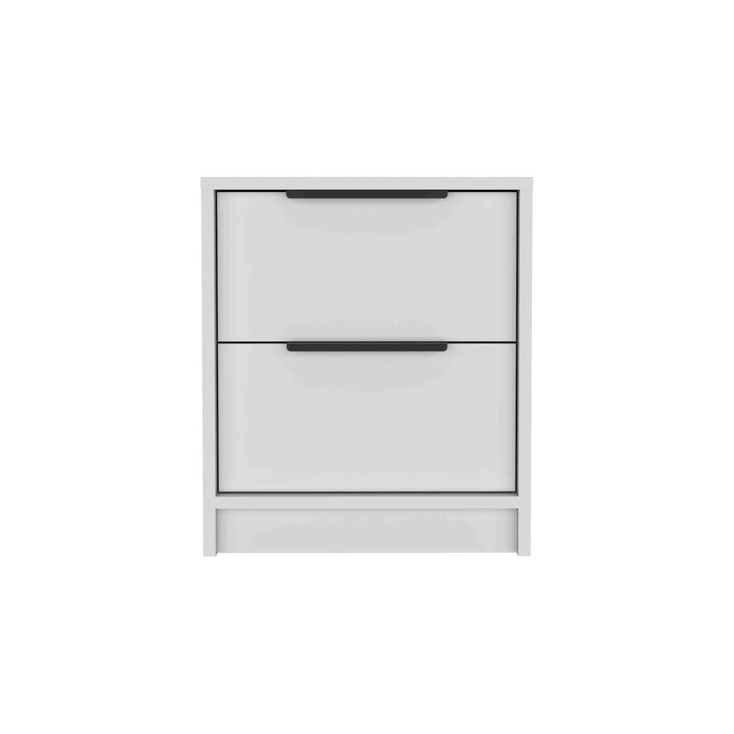 Kaia Nightstand , End Table, Side Table Two Drawers, Metal Handle -White