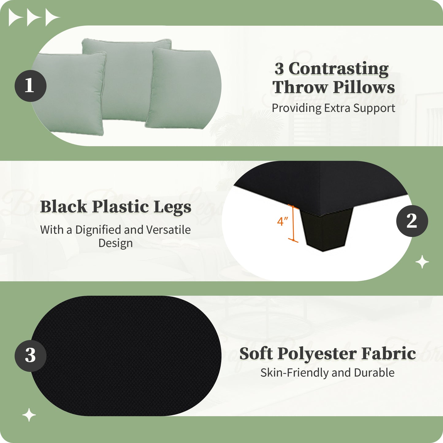 112x87" Sectional Sofa Couches Living Room Sets, 7 Seats Modular Sectional Sofa with Ottoman, L Shape Fabric Sofa Corner Couch Set with 3 Pillows, Black(New of GS008210AAB)