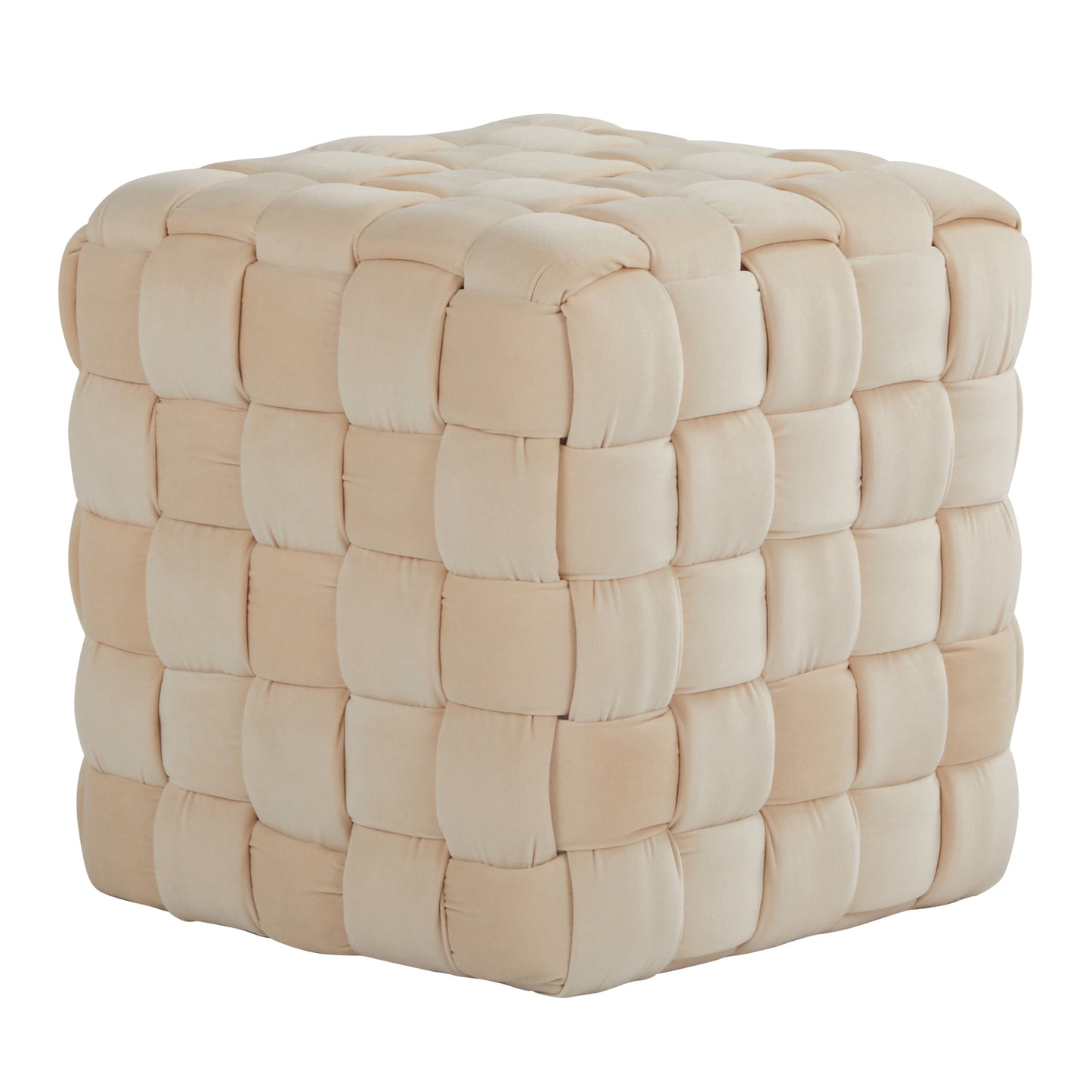 Square Braided 16' Ottoman in Cream Velvet by LumiSource