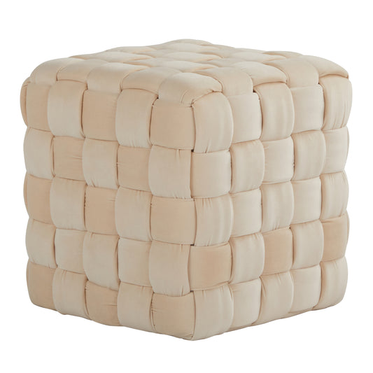 Square Braided 16' Ottoman in Cream Velvet by LumiSource