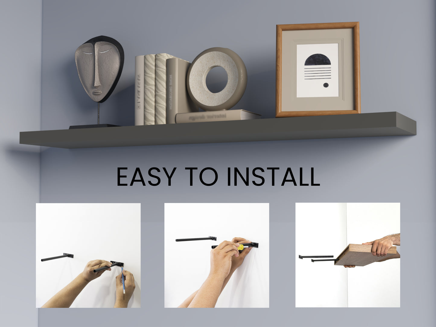 Greer Floating Shelf in Melamine x2, Grey